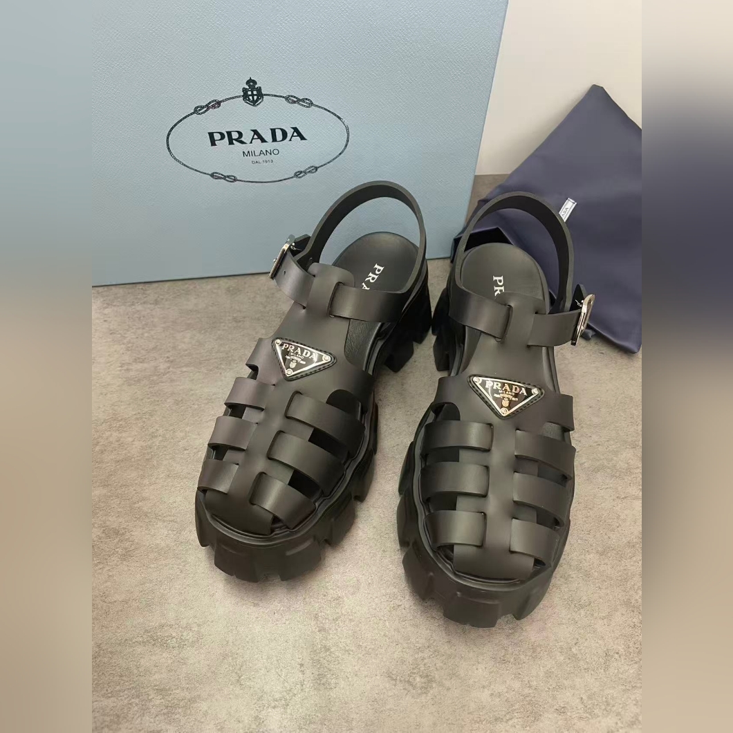 Prada Monolith Leather Sandal